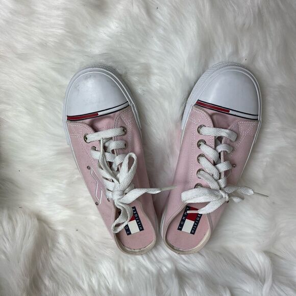 Tommy Hilfiger pink Canvas platform mule slip on sneakers size8M - Picture 3 of 9